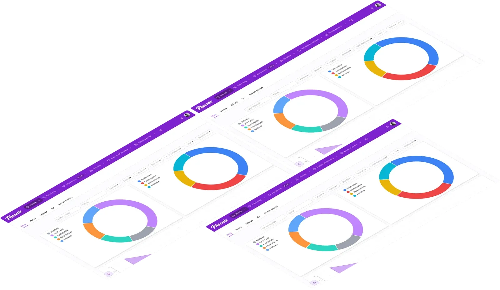 Phoenix Co’s dashboards in Noloco, with charts of leads by status