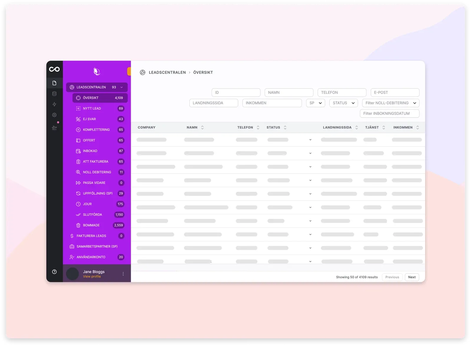 Phoenix Co’s lead portal in Noloco, listing leads